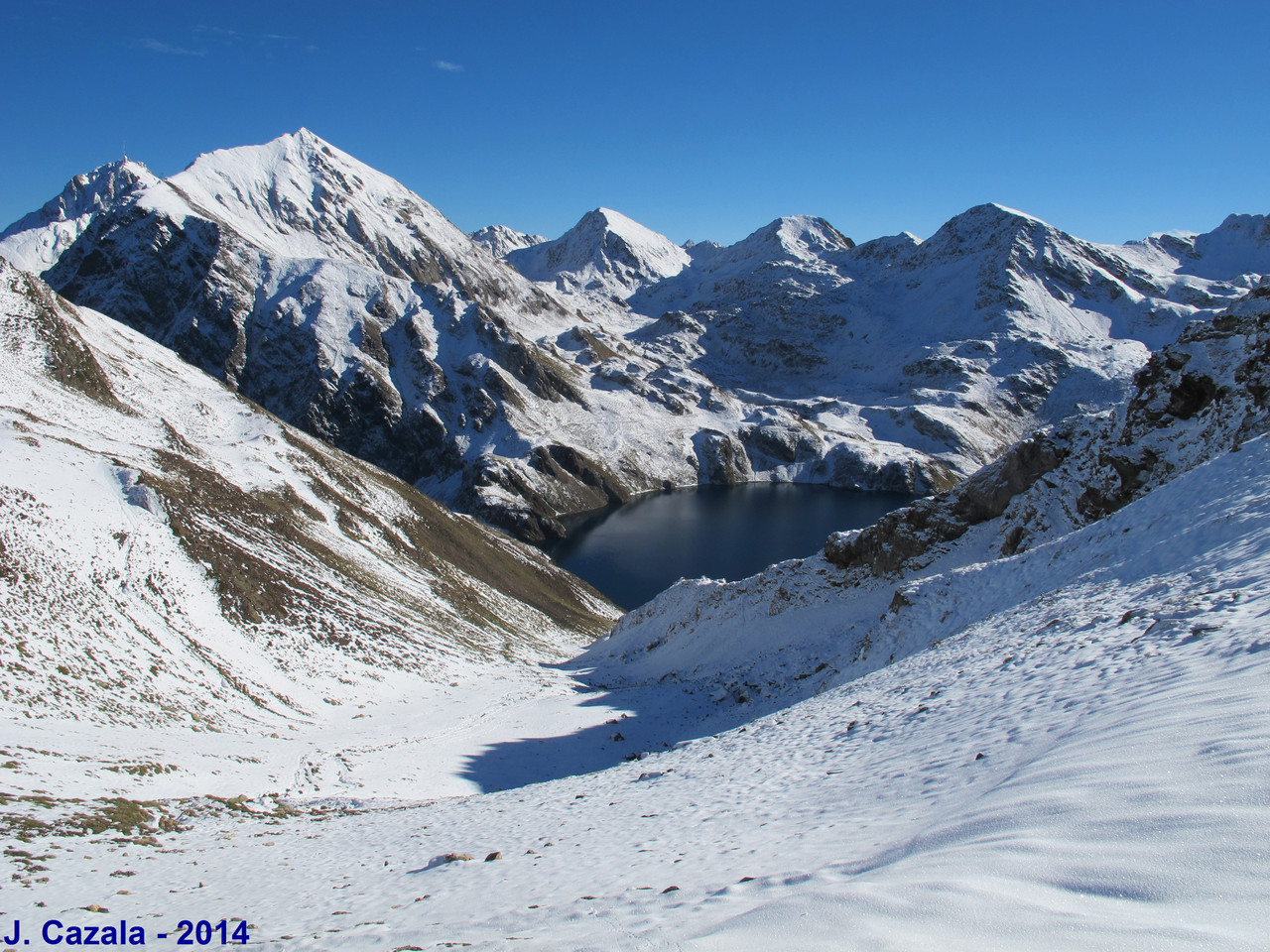 Pic du Midi et Lac Bleu depuis le col de Bareilles